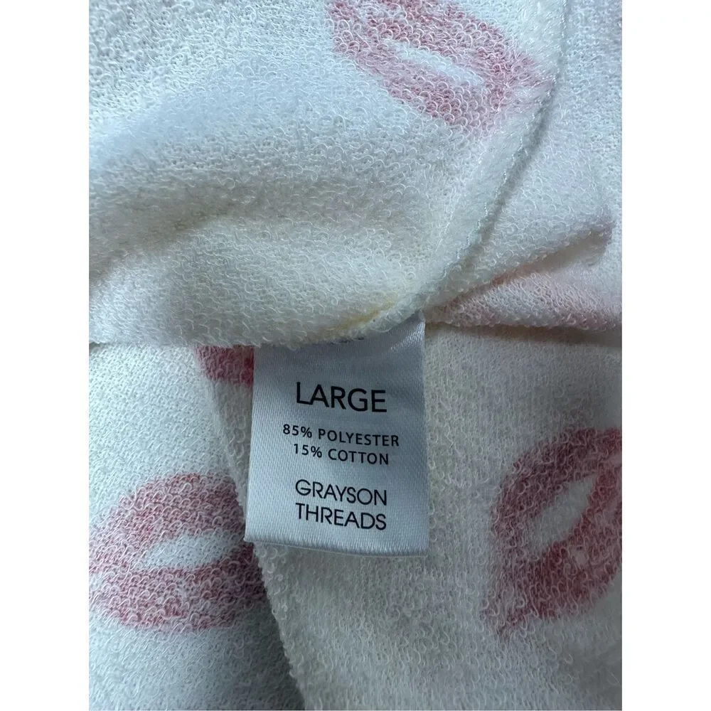 Grayson Threads Womens Sleepwear Set Size L Kiss Print Top & Shorts Cotton Blend